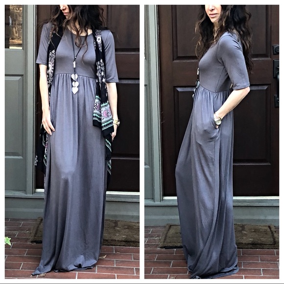 ✨LAST ONE ✨Grey long side pocket maxi dress - Picture 2 of 8